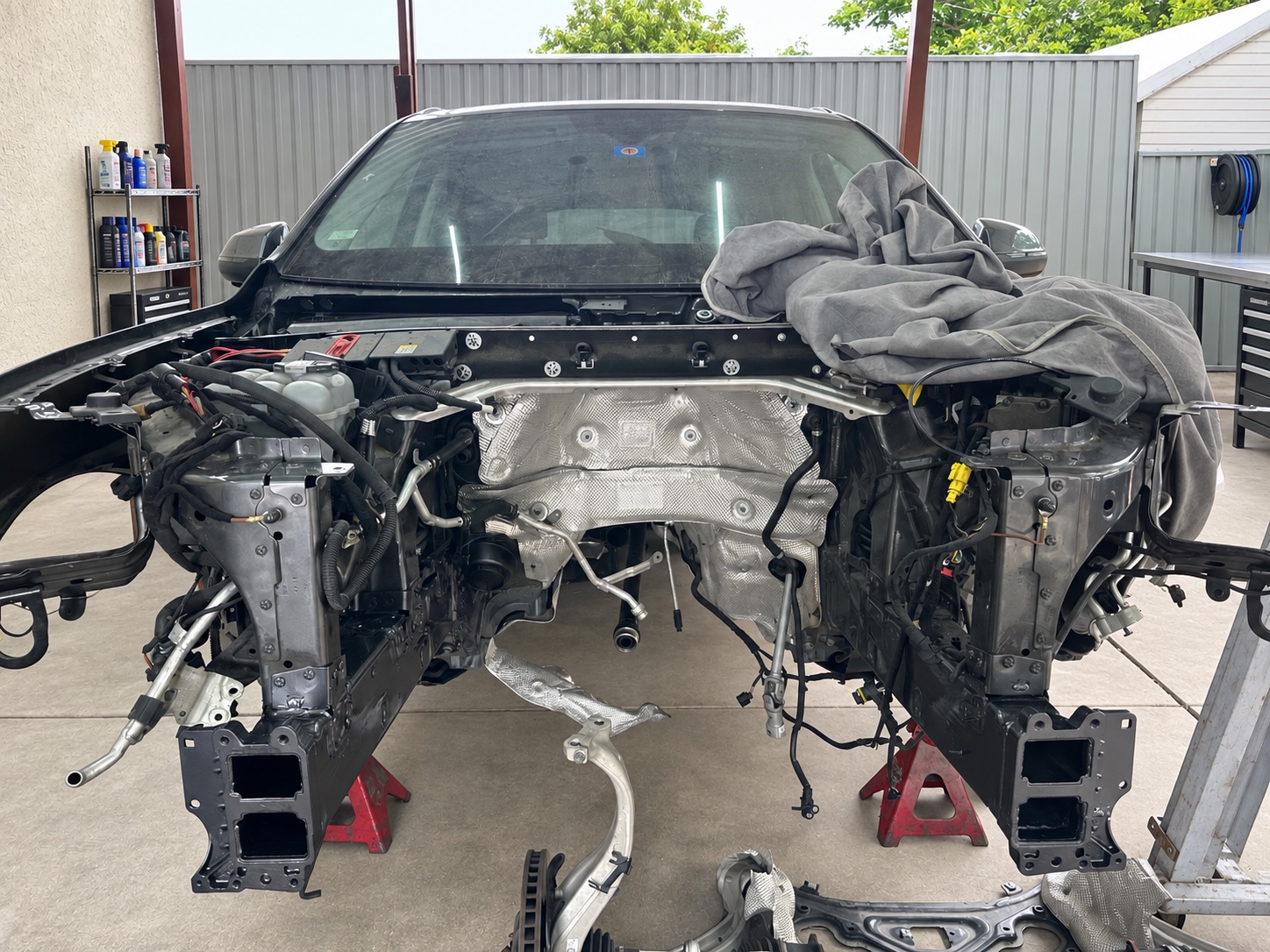 Collision repair in progress